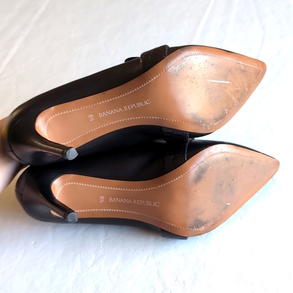 Banana Republic Black Madison 12 Hour Loafer Pumps 3.5 inch Heels Size 8.5 - Picture 5 of 10